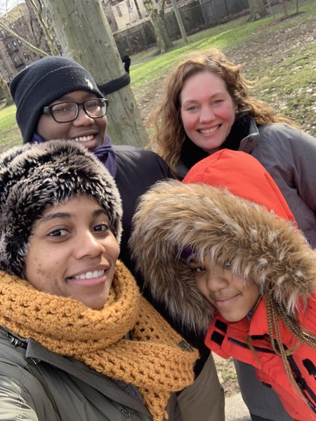 DLEACS students with Ms. Wright and Mrs. Hofmann take a selfie in Berry Lane Park.